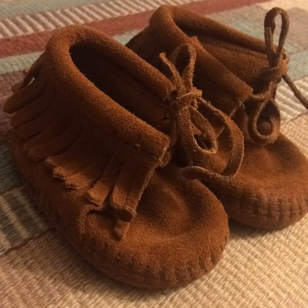 Minnetonka lace-up moccasins for baby.